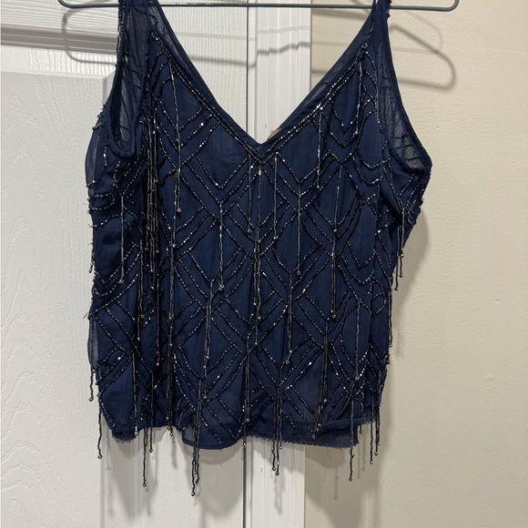 Free People navy beaded tank - Picture 1 of 11